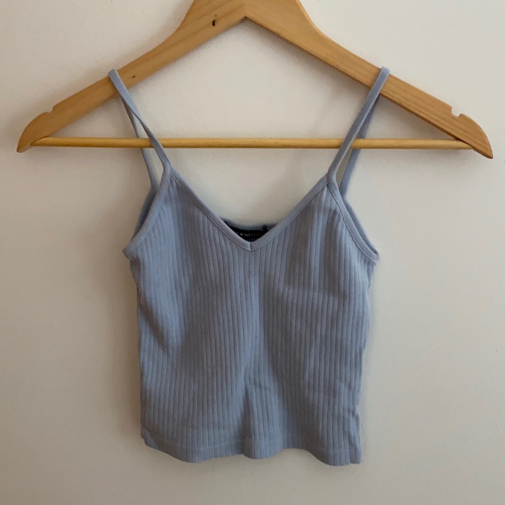 Brandy Melville baby blue spaghetti strap cropped top